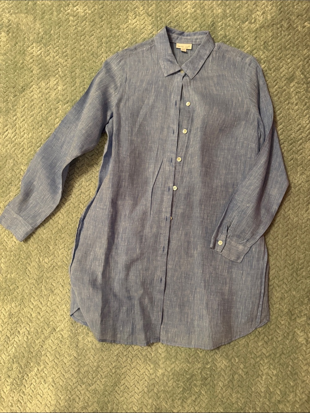 J. Jill Blue Button-Front Long Sleeve Tunic